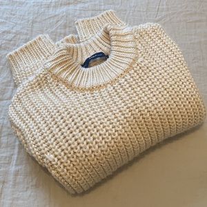 Zara // Cream Wool Knit Mockneck Sweater Size S